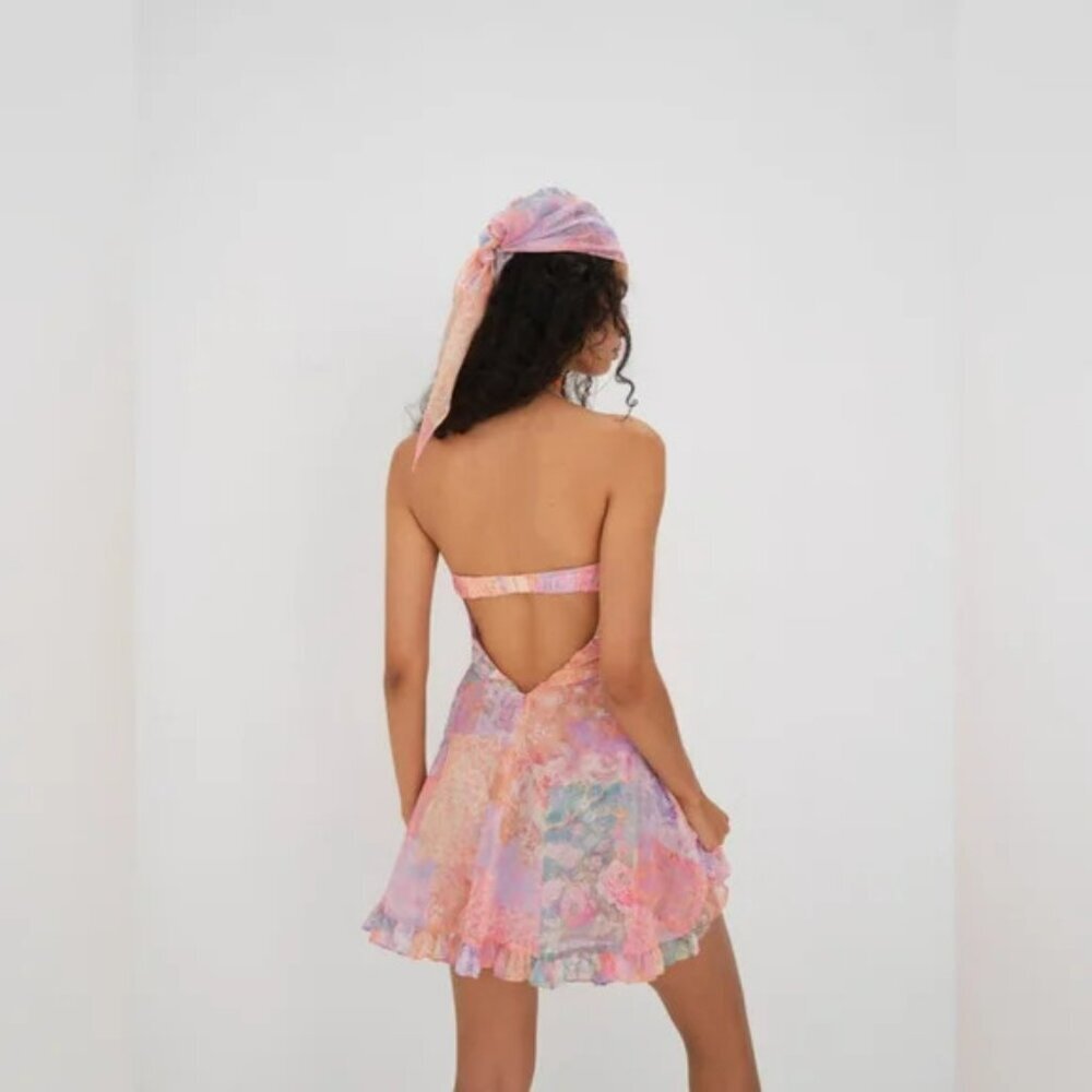 For Love & Lemons Teagan Mini Dress Chiffon Strapless Coquette NWT 2X Plus Size - Picture 2 of 9